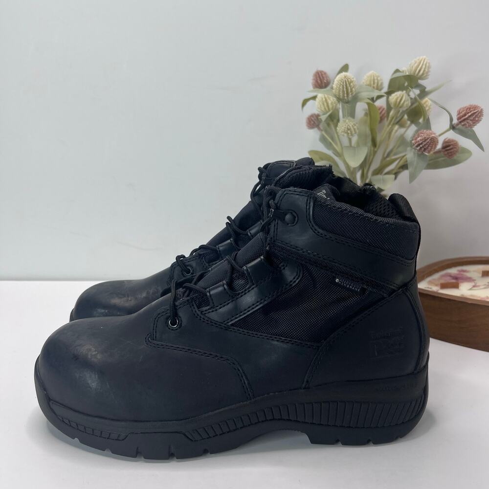 Timberland Pro Valor Duty 6" Side Zip Composite Toe Work Boots Black Men 8.5M